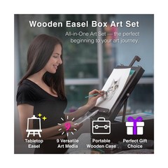COLOUR BLOCK 152-Piece Wooden Easel Art Supplies Set, Professional Painting a…