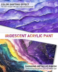 20 Colors Iridescent Acrylic Paint, 8.45Oz / 250Ml Large Bulk Metallic Acrylic P