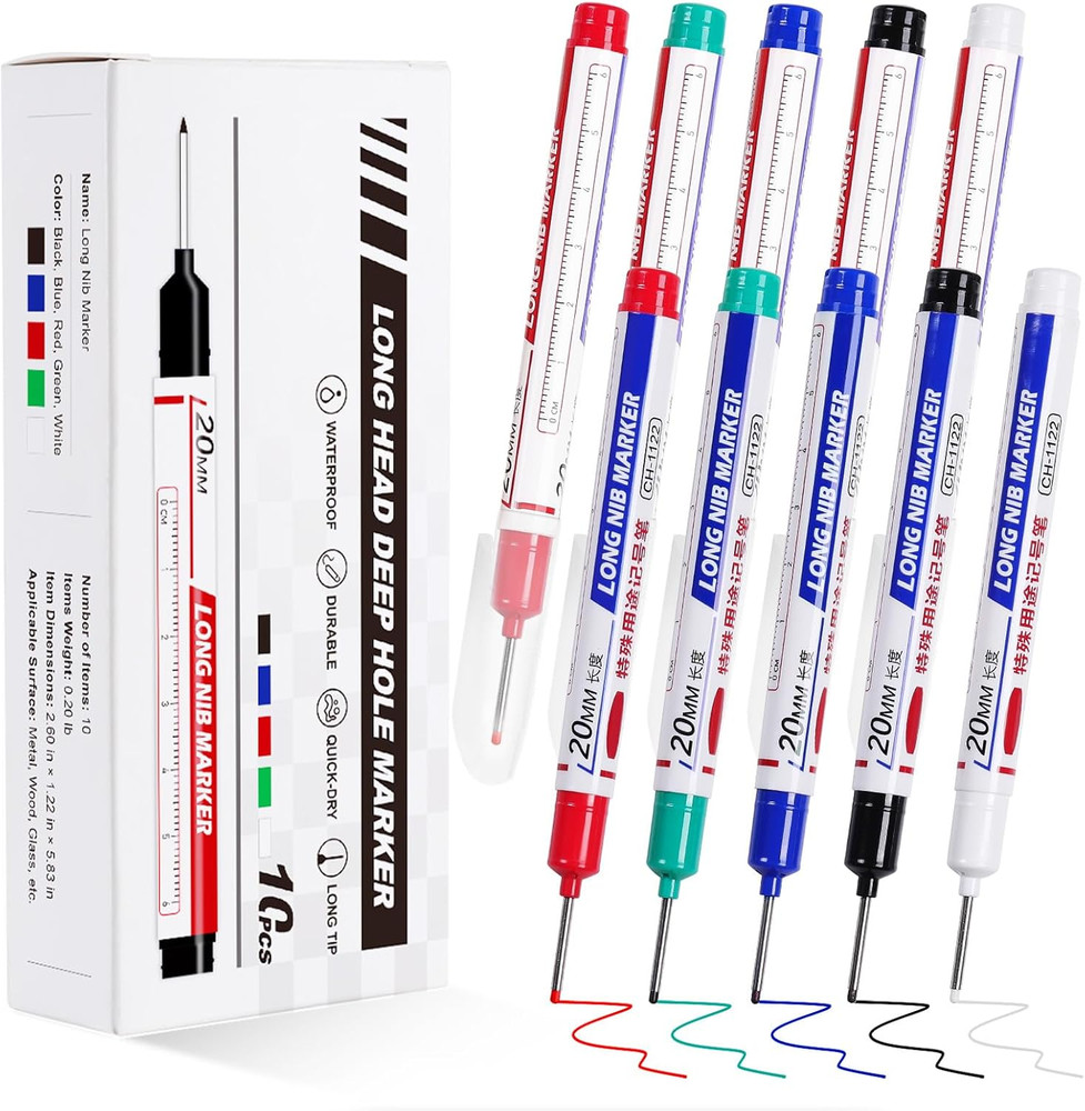 10 PCS Long Head Deep Hole Marker 1 Count (Pack of 10) Multicolor