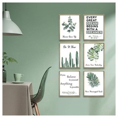 6pcsOffice Inspirational Botanical Canvas Wall Art Eucalyptus Leaves Sage Mot…