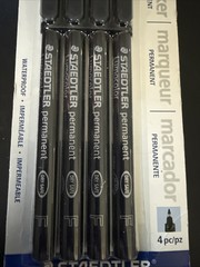 Staedtler Lumocolor Permanent Pen 318-9 Fine 0.6mm 1 Count (Pack of 4), Black