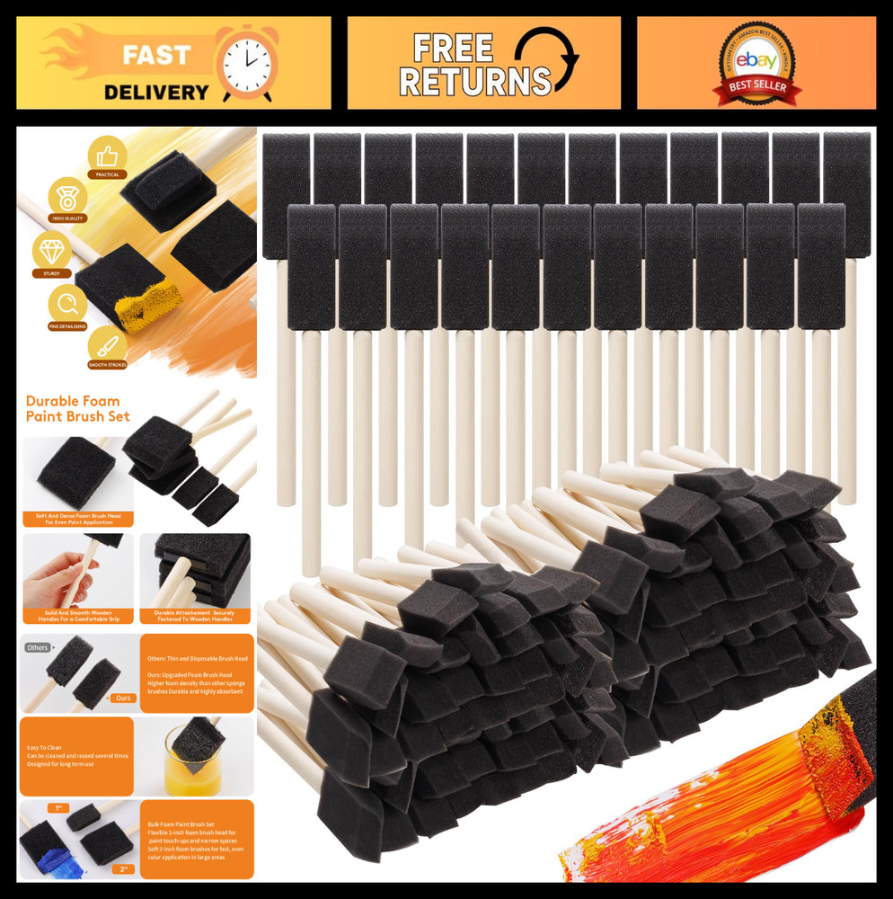 240 Pcs Foam Paint Brushes Set – 1″ Sponge Brushes for Painting, Staining & DIY