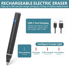 Electric Eraser, USB C Rechargeable Pencil Eraser with 220 Eraser Refills, 2 Era