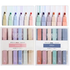 6Pack Multiple Colors Soft Marker Pen 4mm Nib Fluo Pen Smooth Writing Marking C