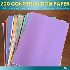 200 Sheets 9×12 Inch Assorted Colors Construction Paper Craft Art School Pack