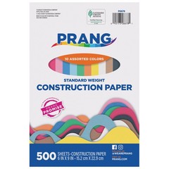 500 Sheets 6×9 Inch Standard Weight Construction Paper 10 Assorted Colors