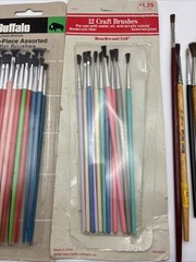 Vintage Paintbrushes Lot Of 42 NIP/ Loose Buffalo/ Grumbacher Brushes