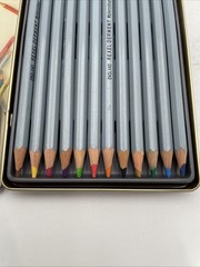 vintage set of Rexel Derwent Watercolour Pencils in a 12-count metal tin
