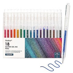 Grabie Glitter Gel Pens 18 Color Set Retractable Sparkle Ink for Art Drawing