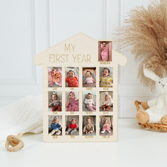 My 1st Year Photo Frame 14″ for Baby Keepsake, Decor, & Bday Party | Woodpeckers