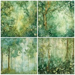 Scrapbook Paper Pad – 6×6 inch Green Forest Patterned Decorative Craft