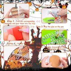 8 Pcs Pumpkin Diamond Painting Coasters Kit with Holder Cork Base
