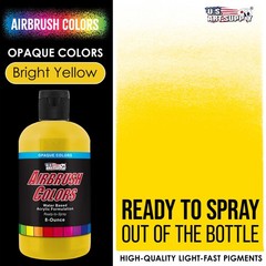 US Art Supply 8-Ounce Opaque Bright Yellow Airbrush Paint