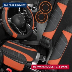 6PCS Orange Car Accessories Set, Sporty Auto Interior Decoration Accessories wit