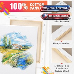 Canvas Boards for Painting, 3 Pack Canvases for Painting 8×10 Cotton Primed