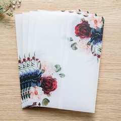 50 PCS Vellum Jackets for 5×7 Invitation Cards Burgundy Navy Blue Flowers