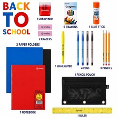 24 Pack Bulk School Supplies for Kids | 22 Piece Back to School Supplies in E…
