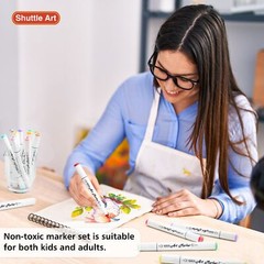 Pastel Alcohol Markers Brush tip Dual Tip Brush & Fine Tip Art Marker Set 50 …