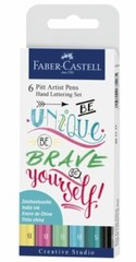 Faber-Castell 6 India Ink Pitt Artist Pens Hand Lettering Set Pastel Great Gift