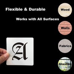 1 Inch Alphabet Letter Stencils for Painting – 70 Pack Old 1 Inch, White