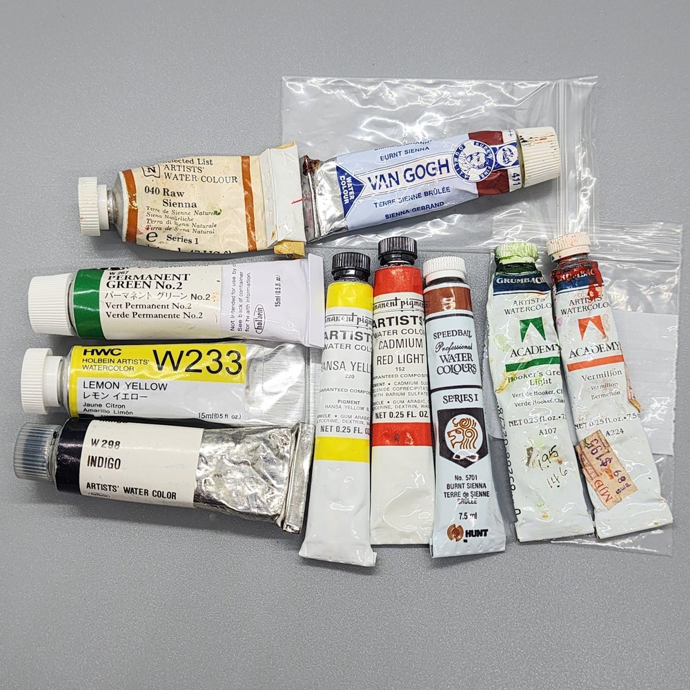 Vintage Artists Watercolor Tube Lot HWC Holbein, Grumbacher, Permanent Pigments*
