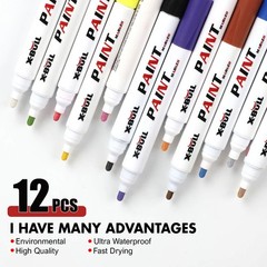 12Pcs Waterproof Permanent Paint Marker Pen For Car Tyre Tread Rubber Metal