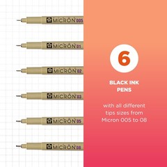 SAKURA Pigma Micron Fineliner Pens – Archival Black Ink Pens – Pens for Writi…