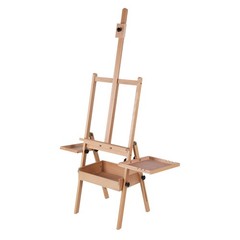 Large Wood H-Frame Easel with Storage Drawer and Palette, Foldable Art Painting