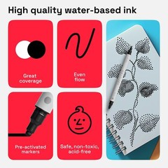 ARTISTRO 5 Black Acrylic Paint Pens Acrylic Paint Markers Dual Tip Fine 1mm +…
