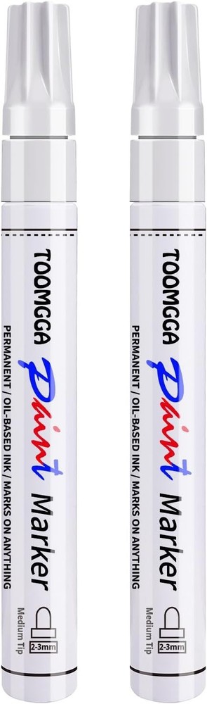 Durable White Paint Markers – Permanent Oil-Based, Quick Dry, Waterproof, 2 Pack