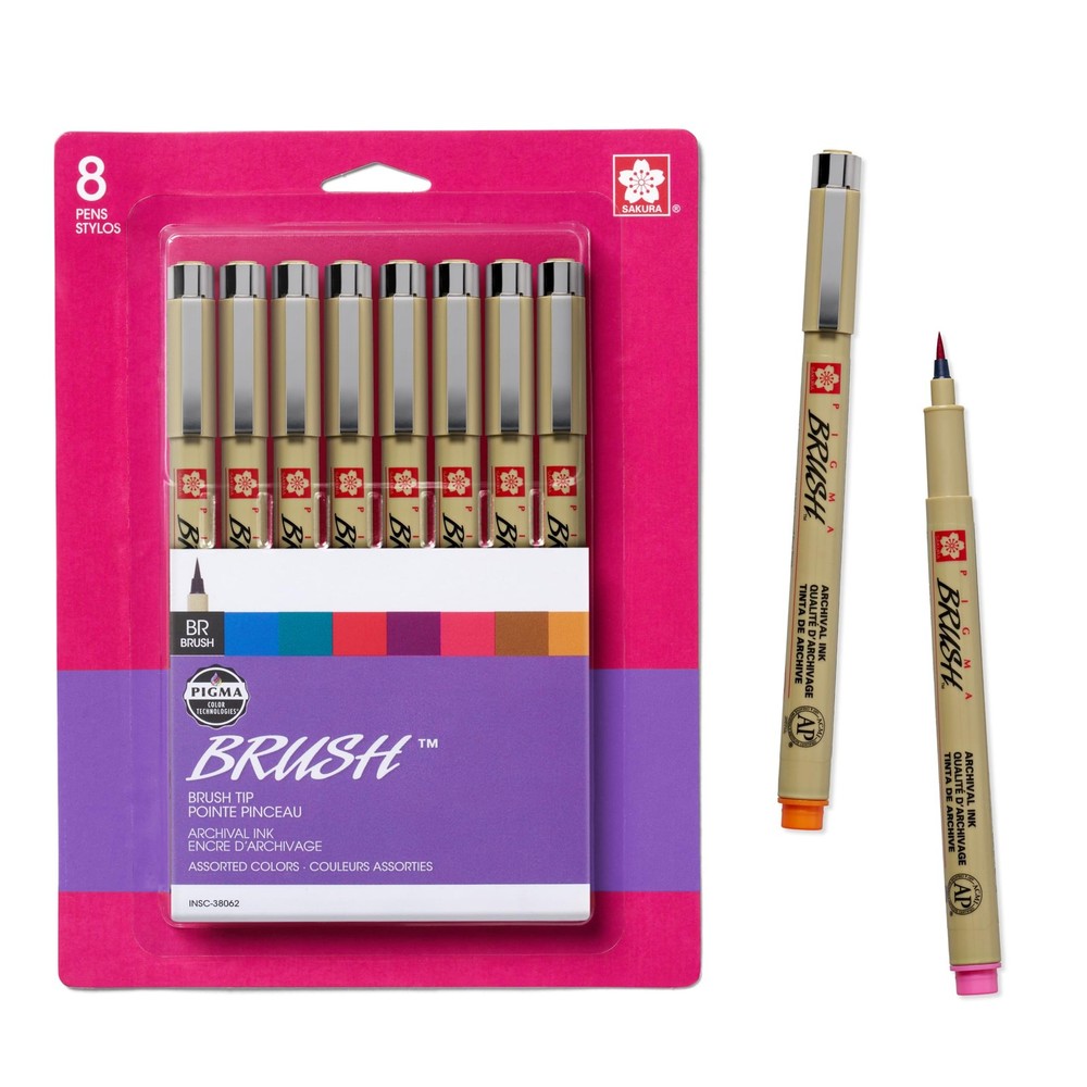Archival Brush Pens, 8 Set, Colors may vary, 8 Piece