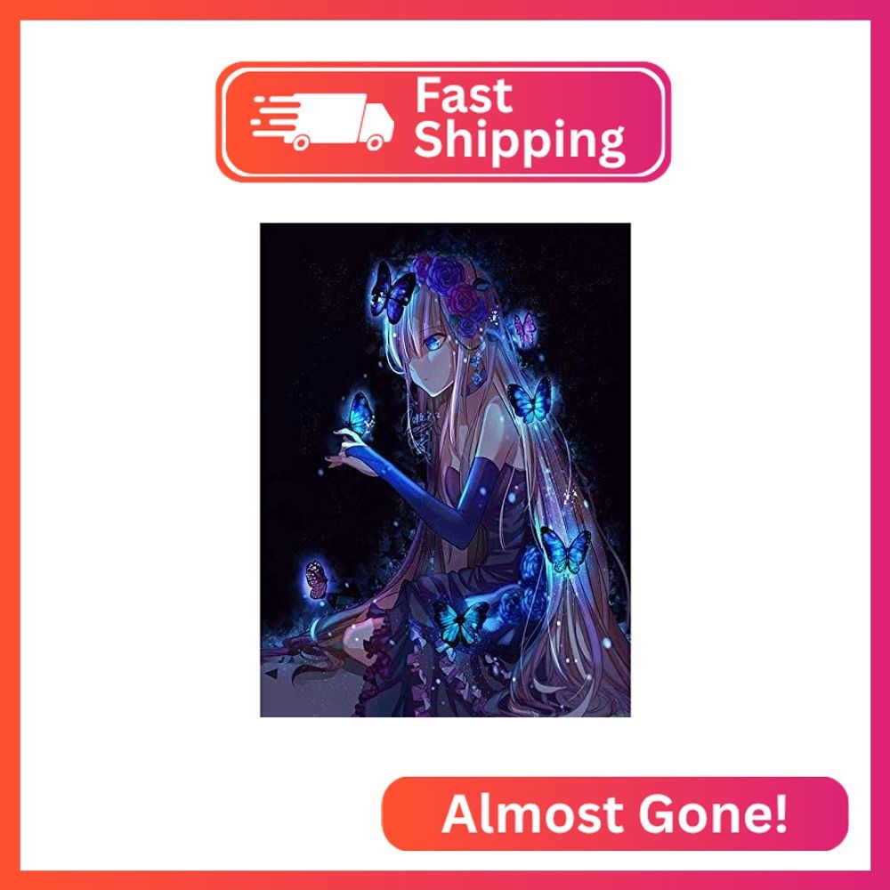 GOJOSOWIN DIY 5D Diamond Art Kit for Adult Kids, Anime Girl Glowing in Dark Girl