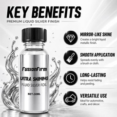 FusionFirm Liquid Leaf Paint – Alcohol-Based 1 Fl Oz (Pack of 1), Silver