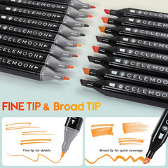 36 Skin Tone Colors Dual Tip Markers Pens, Fine and Broad Chisel, Sketch Art Mar