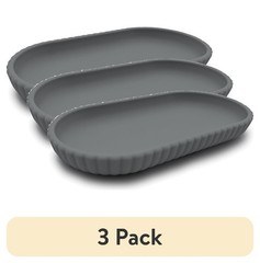 (3 pack) Mainstays Rubberized Plastic Ribbed Accessory Tray, Grey