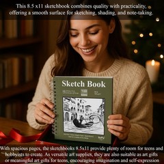 Sketch Book 8.5 x 11, Pad, Pack of 1 8.5-x-11-inch:1 Pack, Green
