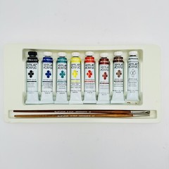 Grumbacher Hyplar Acrylic Introductory Paint Set No. 670 Set of 8 W/ 2 Brushes