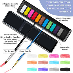 Watercolor Workbook,Coloring Book,12-Color Paint Set with 2 Paint Brushes for Ad