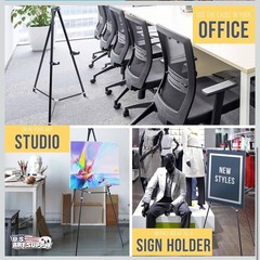 66″ Black Aluminum Display Easel and Presentation Stand, Floor and Tabletop Use