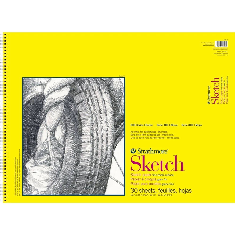 Strathmore 300 Series Sketch Pad 18×24 Inch 30 Sheets Lightweight Art Paper