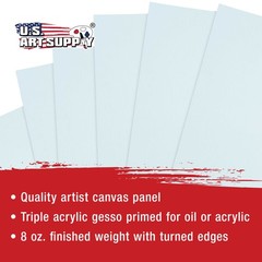 Blank Cotton Canvas Panels 4″x4″ 24 Pack Mounted Art Boards Paint Supplies Craft