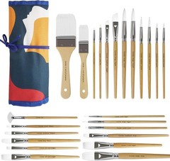 24-Piece Artist Brush Set for Oil, Acrylic & Watercolor Painting