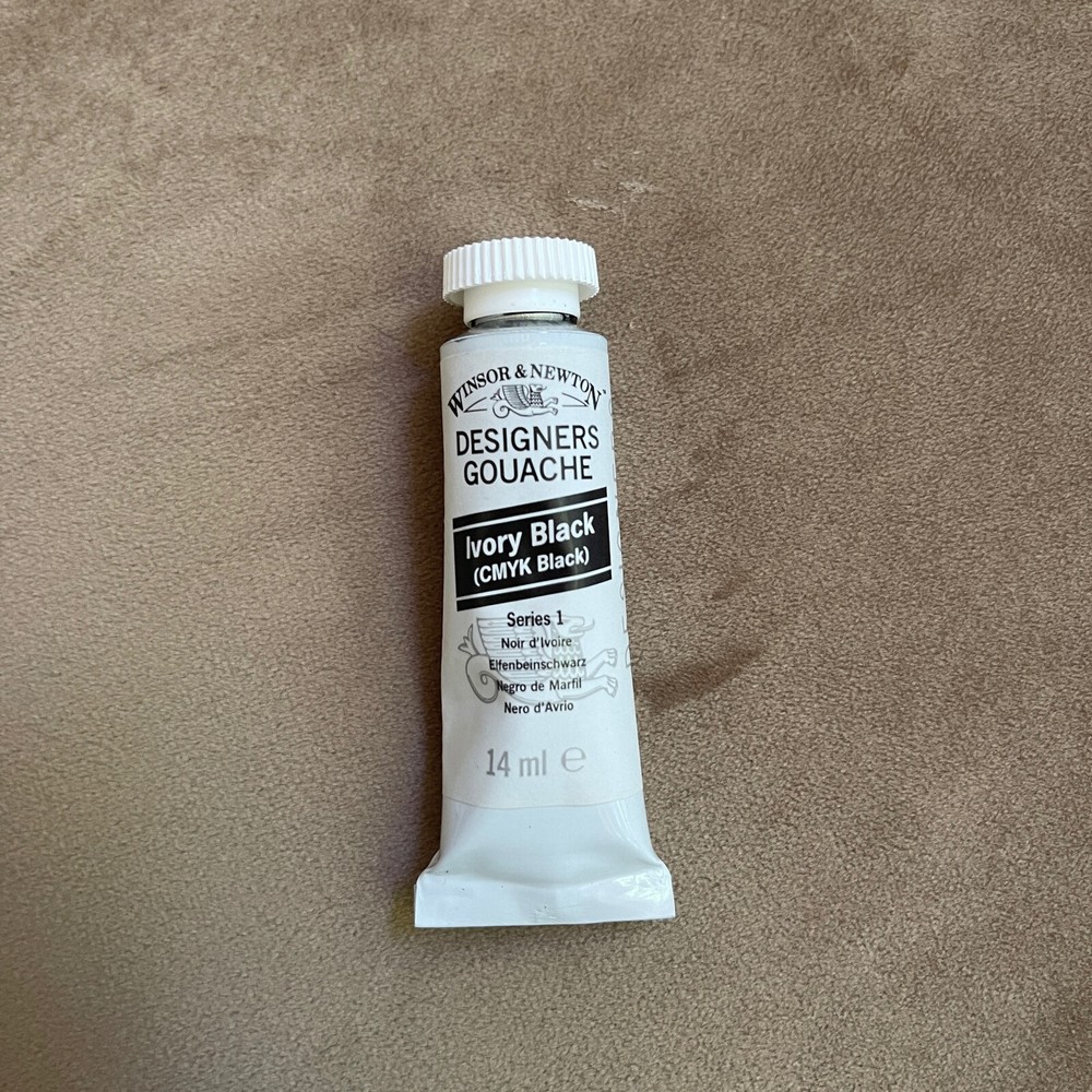 Winsor &Newton Designer Gouache Primary Color Black White Yellow Blue Green 14mL