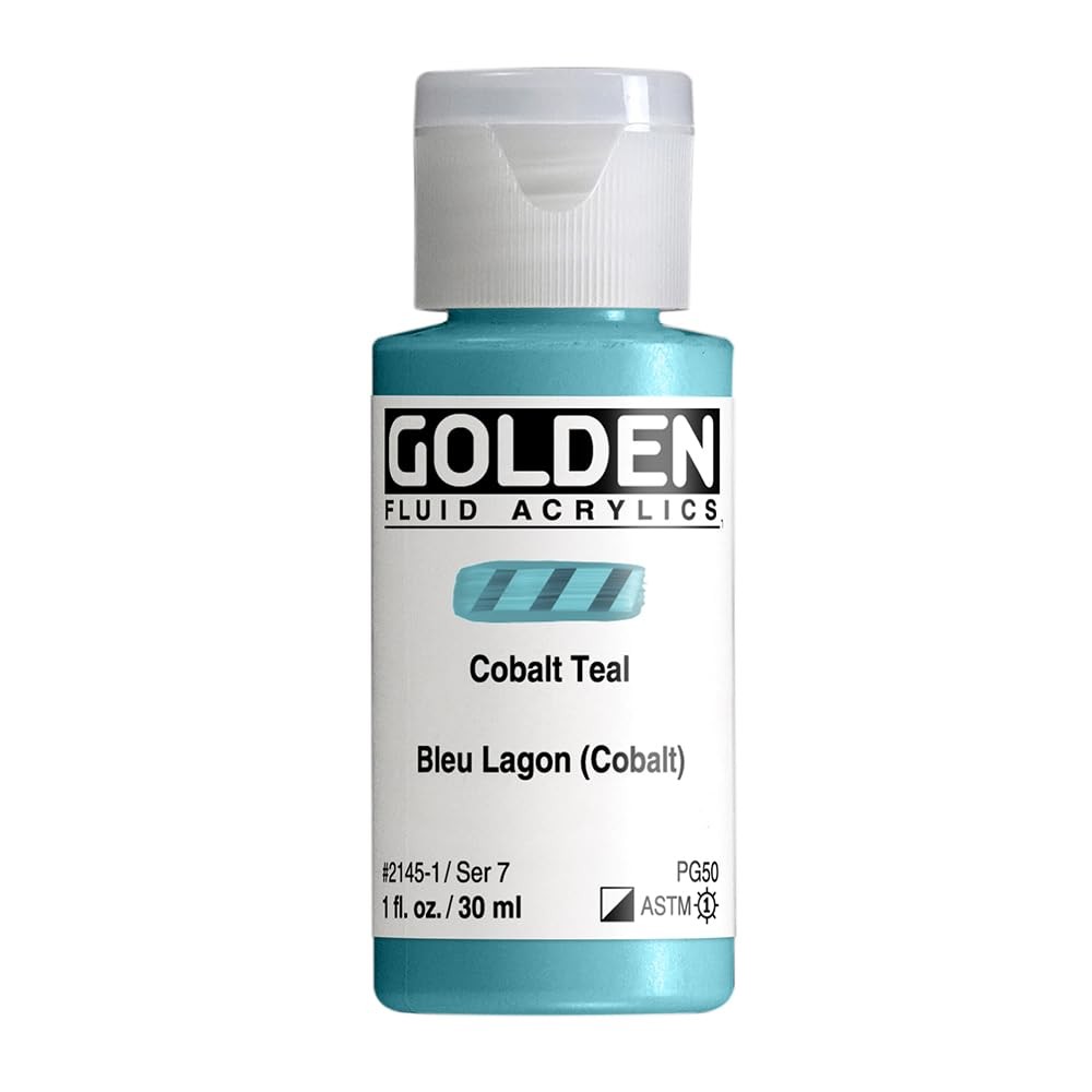 1 fl oz Fluid Acrylics Cobalt Teal Professional SemiOpaque Paint