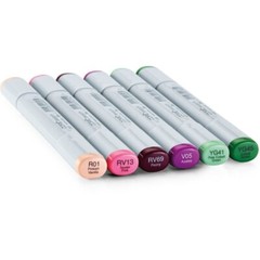 New COPIC Sketch 6 Color Marker Set Floral R01, RV13, RV69, V05, YG51, YG45