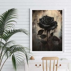 Black Rose Diamond Art Kits for Adults,Rose Flower Diamond Painting Kits for Adu