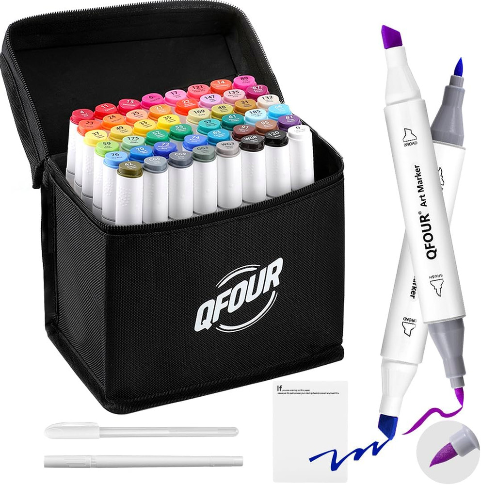 Alcohol Markers, 48 Colors Art Marker, Coloring Markers, Brush & Chisel Tip D…