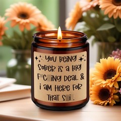 Fairy’s Gift Candle, Sobriety Gifts for Women Men, 1 Year Brown-Lavender