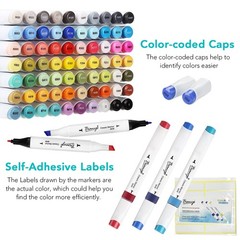 72 Colors Alcohol Markers Set, Dual Tip Fine & Chisel Art Markers with Black …