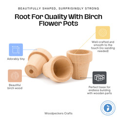 Small Craft Flower Pot 1″, Unfinished Wooden Flower Pot to Paint | Woodpeckers